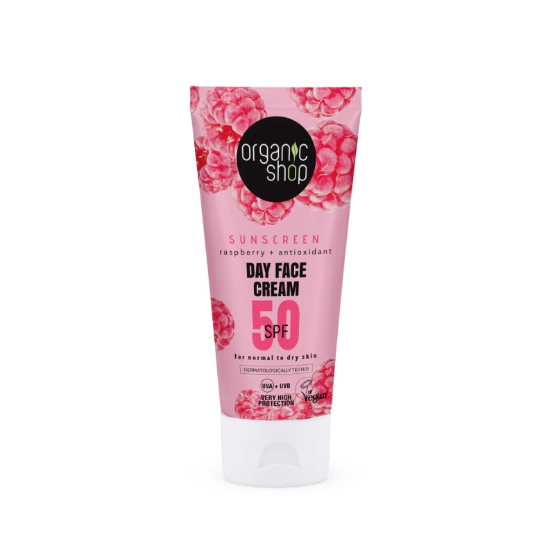 ORGANIC SHOP SPF50 dienas sejas krēms normālai un sausai ādai 50ml