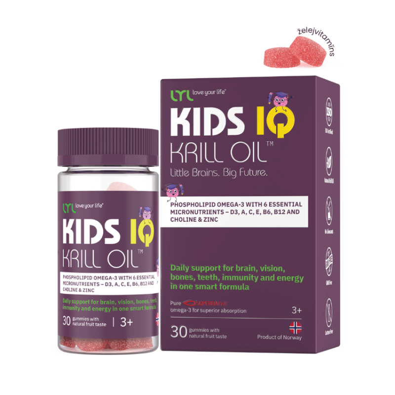 LYL KIDS IQ Krill Oil, košļājamas pastilas ar augļu garšu, N30