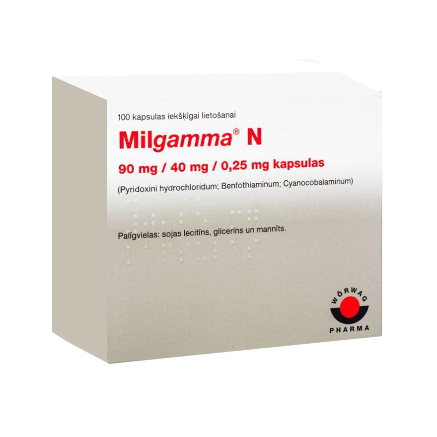 MILGAMMA N 90mg/40mg/0,25 mg mīkstās kapsulas N100
