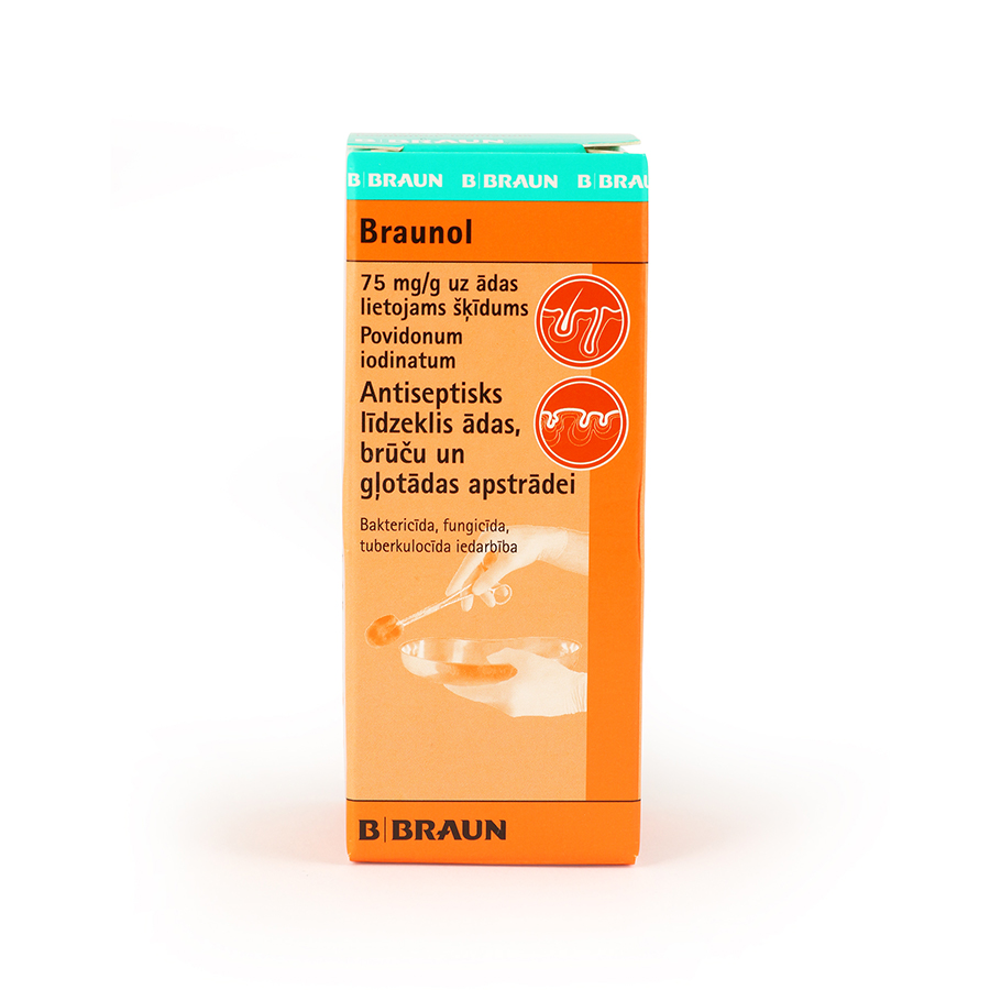 Braunol 75 mg/g uz ādas lietojams šķīdums 30 ml