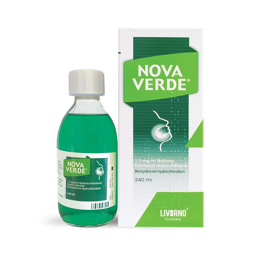 NOVA VERDE 1,5 mg/ml šķīdums lietošanai mutes dobumā 240 ml